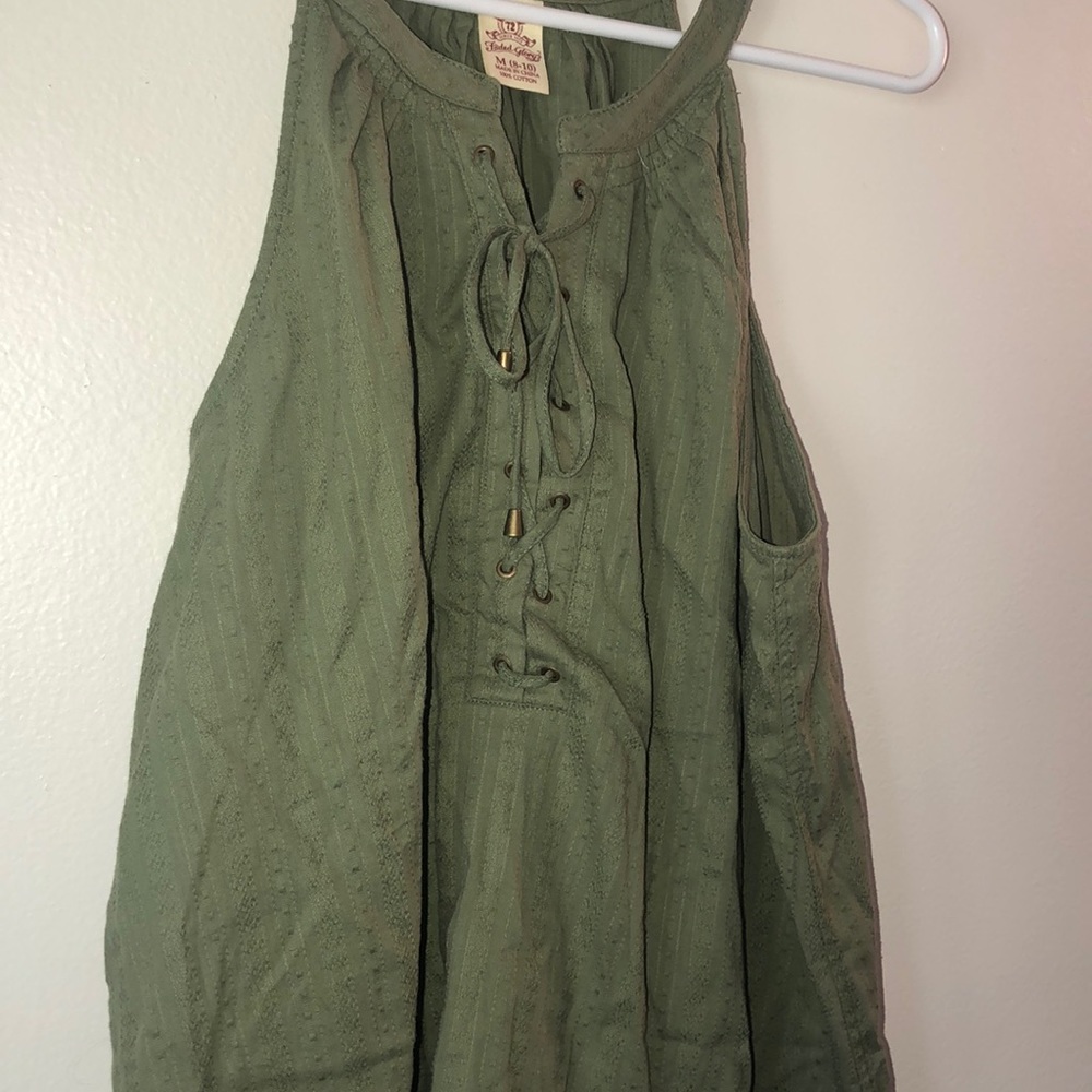 High neck lace up tank